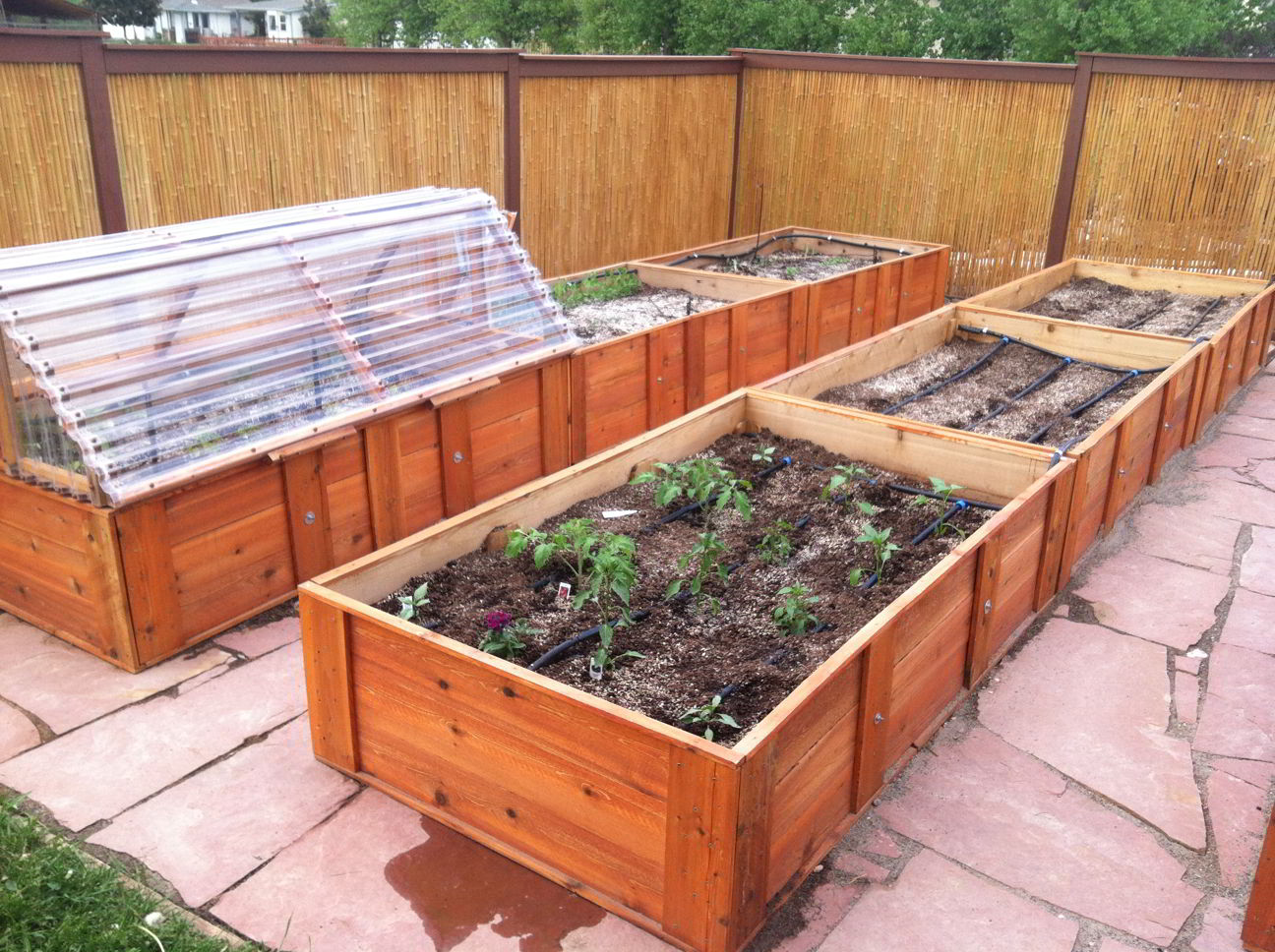 Raised garden bed with cold frame